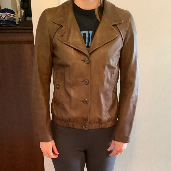 Reiss Brown Leather Jacket - Picture 7 of 8